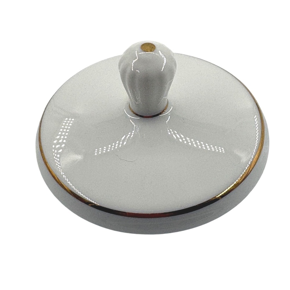 Vintage White Porcelain Replacement Teapot Lid Gold Gilt 2.25"Flange Grandmacore